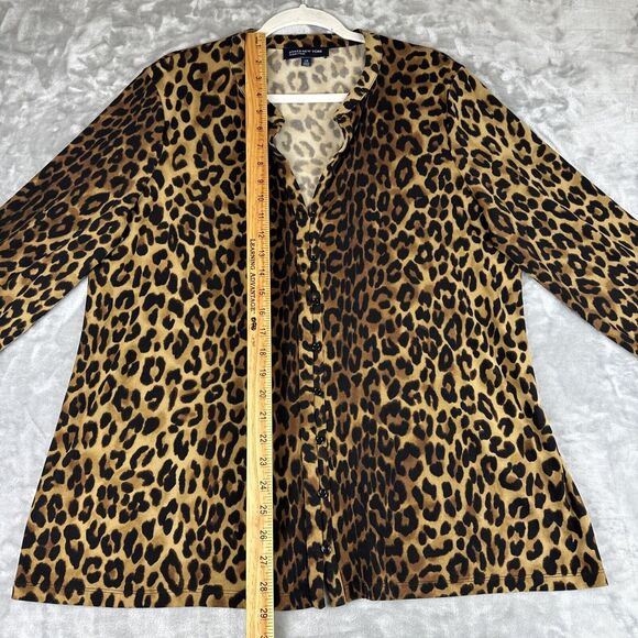 Jones New York Signature Button Up Blouse Women's Large Leopard Black Tan (0774) - Picture 8 of 8